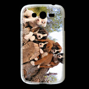 Coque Samsung Galaxy Grand Chiots Boxer sur un tronc d''arbre