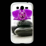 Coque Samsung Galaxy Grand Orchidée violette sur galet noir