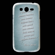 Coque Samsung Galaxy Grand Bons heureux Turquoise Citation Oscar Wilde