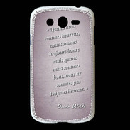 Coque Samsung Galaxy Grand Bons heureux Rose Citation Oscar Wilde