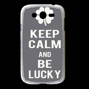 Coque Samsung Galaxy Grand Keep Calm Be lucky Gris