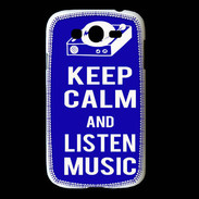 Coque Samsung Galaxy Grand Keep Calm Listen music Bleu