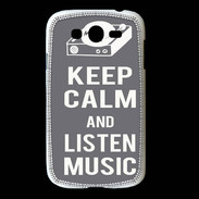 Coque Samsung Galaxy Grand Keep Calm Listen music Gris