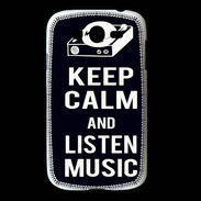 Coque Samsung Galaxy Grand Keep Calm Listen music Noir