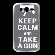 Coque Samsung Galaxy Grand Keep Calm Take a gun Gris