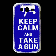 Coque Samsung Galaxy Grand Keep Calm Take a gun Bleu