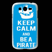 Coque Samsung Galaxy Grand Keep Calm Be a Pirate Cyan