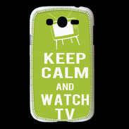 Coque Samsung Galaxy Grand Keep Calm Watch TV Vert pomme