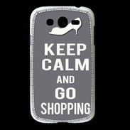 Coque Samsung Galaxy Grand Keep Calm go shopping Gris