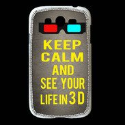 Coque Samsung Galaxy Grand Keep Calm and See your life 3D Gris