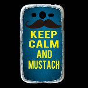 Coque Samsung Galaxy Grand Keep Calm and Mustach Bleu