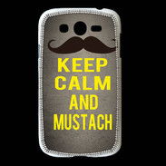 Coque Samsung Galaxy Grand Keep Calm and Mustach Gris