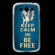 Coque Samsung Galaxy Grand Keep Calm and Be Free Bleu
