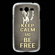Coque Samsung Galaxy Grand Keep Calm and Be Free Gris