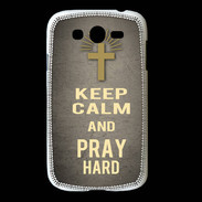 Coque Samsung Galaxy Grand Keep Calm and Pray Christian Gris