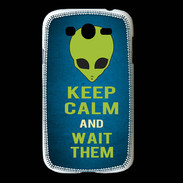 Coque Samsung Galaxy Grand Keep Calm and Wait Alien Bleu