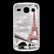Coque Samsung Galaxy Core Tour Eiffel rouge sur fond en noir et blanc