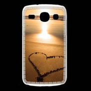 Coque Samsung Galaxy Core Coeur sur la plage avec couché de soleil