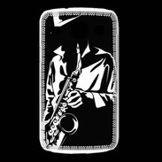 Coque Samsung Galaxy Core Saxophoniste en noir et blanc