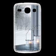 Coque Samsung Galaxy Core paysage hiver deux lanternes