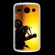 Coque Samsung Galaxy Core Femme biker au couché de soleil