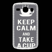 Coque Samsung Galaxy Core Keep Calm Take a cup Gris