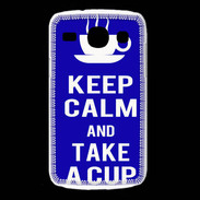 Coque Samsung Galaxy Core Keep Calm Take a cup Bleu