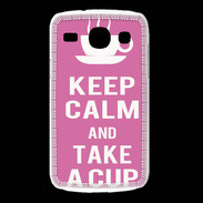 Coque Samsung Galaxy Core Keep Calm Take a cup Rose