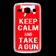 Coque Samsung Galaxy Core Keep Calm Take a gun Rouge