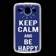 Coque Samsung Galaxy Core Keep Calm Be Happy Bleu