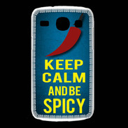 Coque Samsung Galaxy Core Keep Calm and Be Spicy Bleu