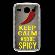 Coque Samsung Galaxy Core Keep Calm and Be Spicy Gris