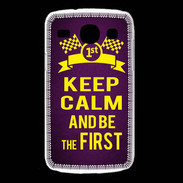 Coque Samsung Galaxy Core Keep Calm and Be the First Violet
