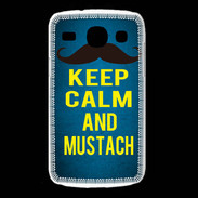 Coque Samsung Galaxy Core Keep Calm and Mustach Bleu