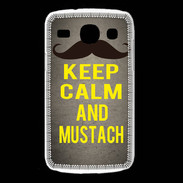 Coque Samsung Galaxy Core Keep Calm and Mustach Gris