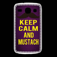 Coque Samsung Galaxy Core Keep Calm and Mustach Violet