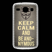 Coque Samsung Galaxy Core Keep Calm and Be Anonymous Gris