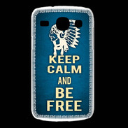 Coque Samsung Galaxy Core Keep Calm and Be Free Bleu