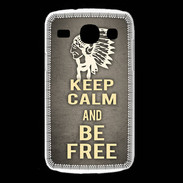 Coque Samsung Galaxy Core Keep Calm and Be Free Gris