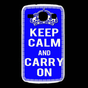 Coque Samsung Galaxy Core Keep Calm and Carry on Bleu