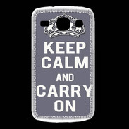 Coque Samsung Galaxy Core Keep Calm and Carry on Gris