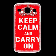 Coque Samsung Galaxy Core Keep Calm and Carry on Rouge