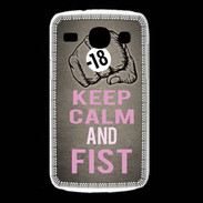Coque Samsung Galaxy Core Keep Calm and Fist Gris