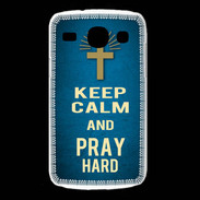 Coque Samsung Galaxy Core Keep Calm and Pray Christian Bleu
