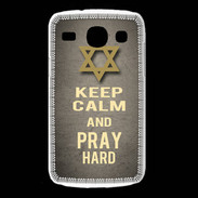 Coque Samsung Galaxy Core Keep Calm and Pray jewish Gris