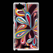 Coque Sony Xperia L Flower power sur fond noir