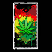 Coque Sony Xperia L Feuille de cannabis et cœur Rasta
