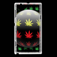 Coque Sony Xperia L Effet cannabis sur fond noir