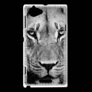 Coque Sony Xperia L Lion en noir et blanc