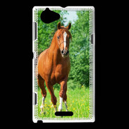 Coque Sony Xperia L Cheval arabe robe marron et blanche